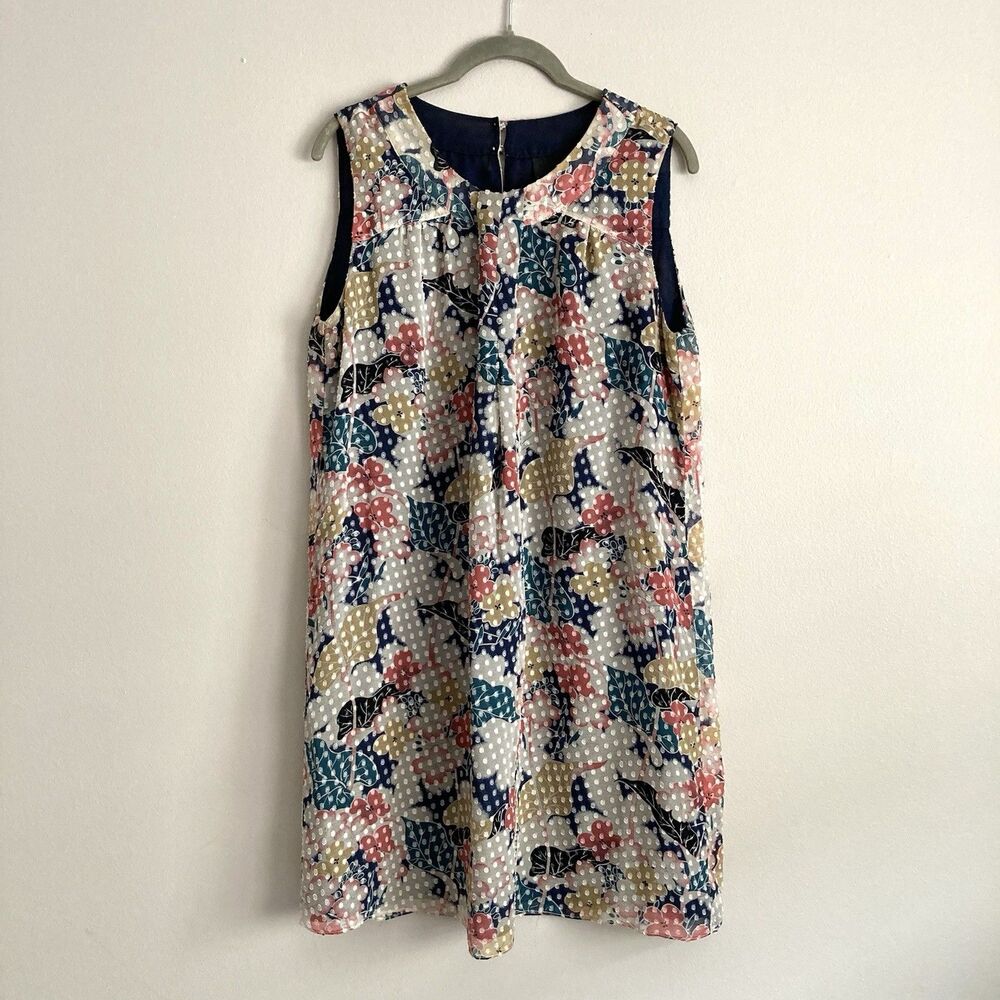 Anna Sui Anthropologie Silk Blend Dress Sleeveless Floral Womens Size 10